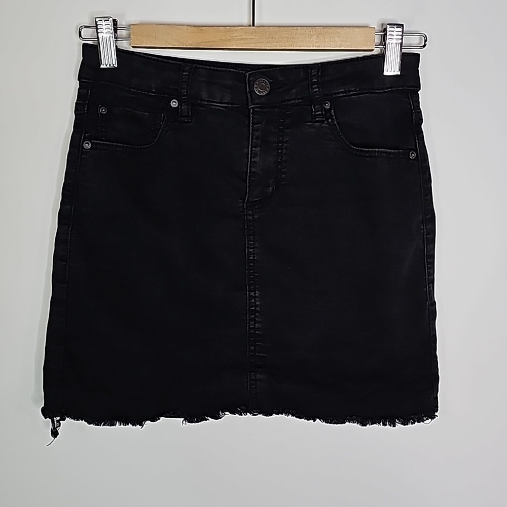 Garage small black jean skirt